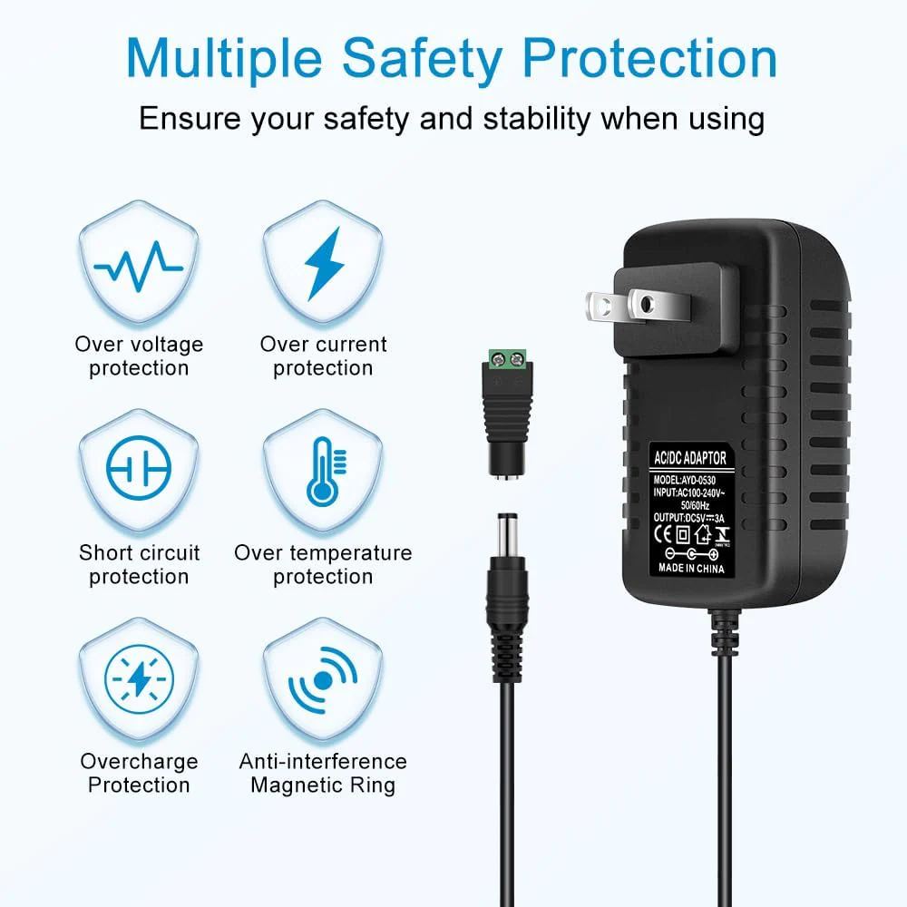 DC 5V Plug-in Power Supply Adapter 15W/25W, AC 100–240V Input, Wall Charger Transformer with US Plug — for LED Strip Lights, Router, USB Devices, Electronics - Image 8