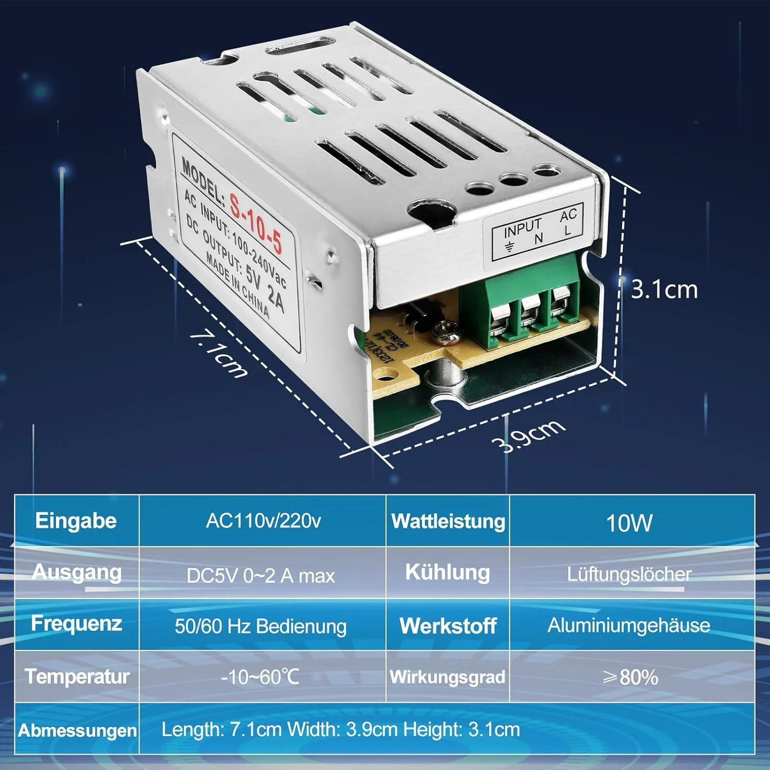 DC 5V Switching Power Supply 10W–300W, AC 110/220V Input, LED Strip Driver Transformer, Industrial Metal Case with Terminals, CE/FCC/RoHS Certified (300W with Cooling Fan) - Image 17