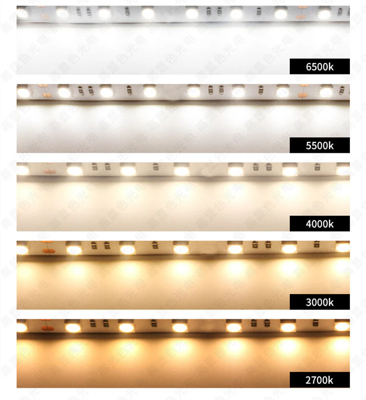 DC12V SMD2835 Full Spectrum LED Strip Light - CRI 97+ | 600 LEDs (120 LEDs/M) | 2700K / 3000K / 4000K / 5500K / 6500K | 16W/M | 8mm PCB | CRI 80+ | IP00 / IP67 | for Mirror, Kitchen Cabinet, Bedroom - Image 6