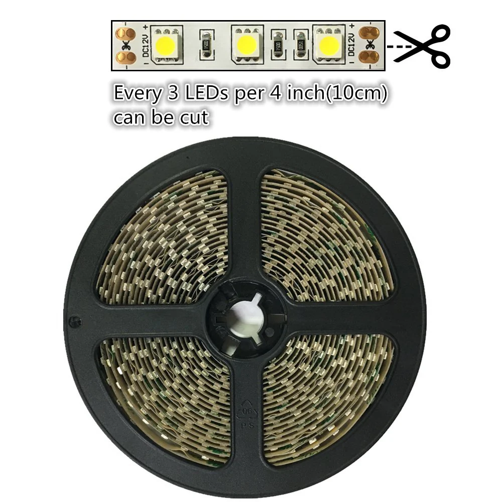 DC12V SMD5050 Full Spectrum LED Strip Light - CRI 97+ | 300 LEDs (60 LEDs/M) | 2700K / 3000K / 4000K / 5500K / 6500K | 12W/M | 10mm PCB | CRI 80+ | IP00 / IP67 | for Mirror, Kitchen Cabinet, Bedroom - Image 6
