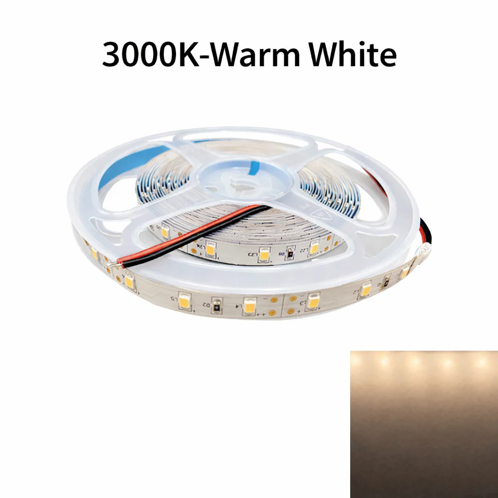 DC12V SMD2835 Single Color LED Strip Light – 60 LEDs/m | 8mm PCB | 0.2W per LED | High Brightness | IP00 / IP67 | Warm White / Natural White / Cool White / Blue | for Mirror, Kitchen Cabinet, Bedroom | 5/50M - Image 2