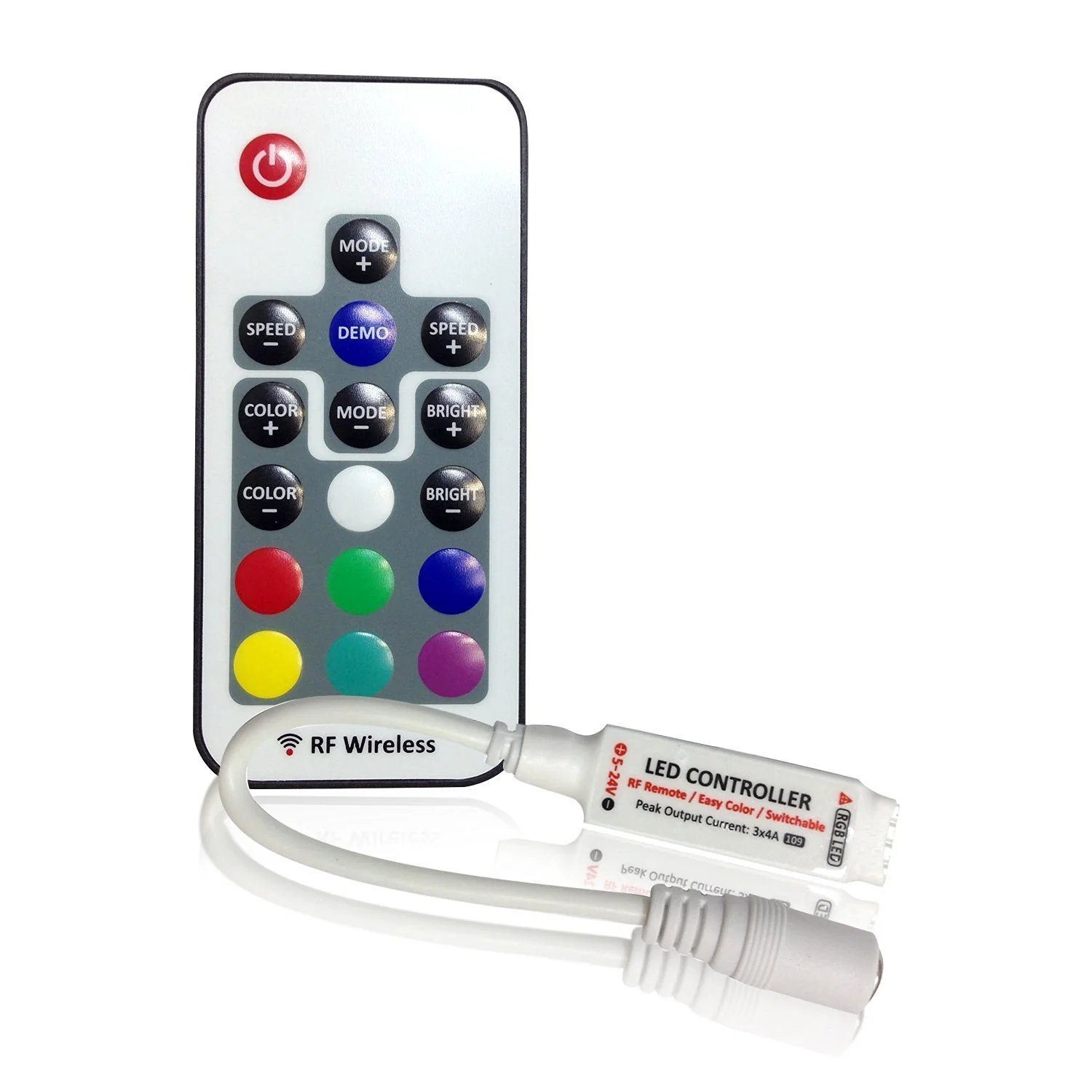 RGB LED Strip Controller – DC5V-24V 12A | Mini RF Wireless RGB Controller with 10-Key / 17-Key Remote | For LED Strips - Image 5