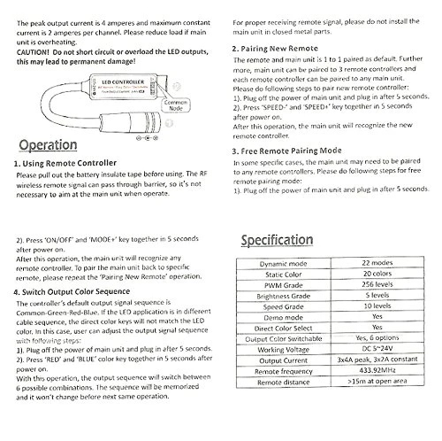RGB LED Strip Controller – DC5V-24V 12A | Mini RF Wireless RGB Controller with 10-Key / 17-Key Remote | For LED Strips - Image 7