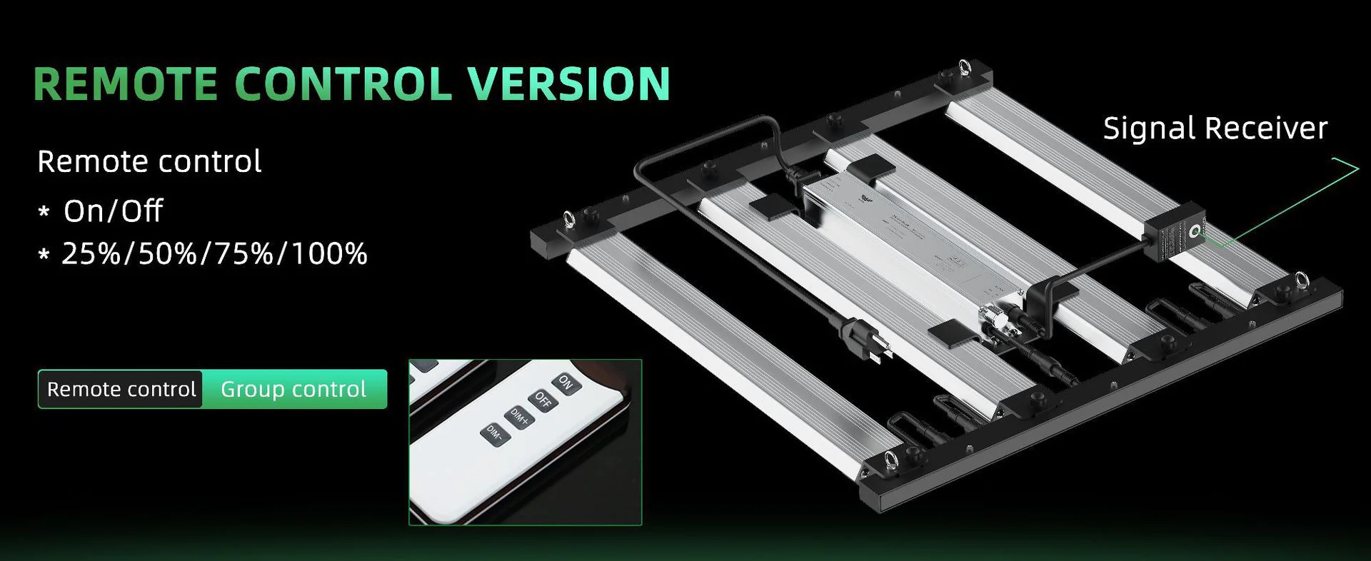 Detachable LED Grow Light - 150W / 200W | Modular & High-Uniformity Full Spectrum | Knob / Remote Control | 0-10V Dimming | AC85 - 264V | Included Hanging Rope, Dimmable Driver | Plant Grow Light for Seedling, Veg & Bloom | US / EU / UK / AU Plug - Image 7