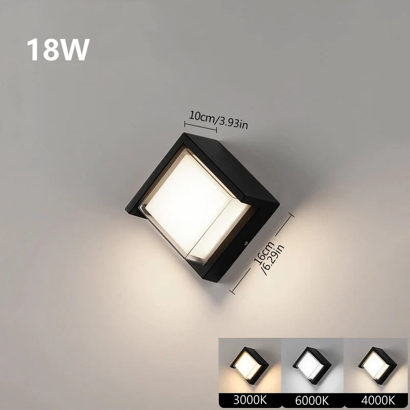 Diamond Angle Waterproof LED Wall Light – 18W | 3000K / 4000K / 6000K | Black Housing | Up & Down Outdoor Wall Sconce for Porch, Garden, Balcony & Indoor Decoration | Aluminum Housing | IP65 | 2-Pack - Image 6