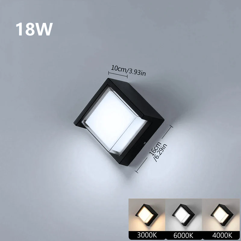 Diamond Angle Waterproof LED Wall Light – 18W | 3000K / 4000K / 6000K | Black Housing | Up & Down Outdoor Wall Sconce for Porch, Garden, Balcony & Indoor Decoration | Aluminum Housing | IP65 | 2-Pack - Image 7