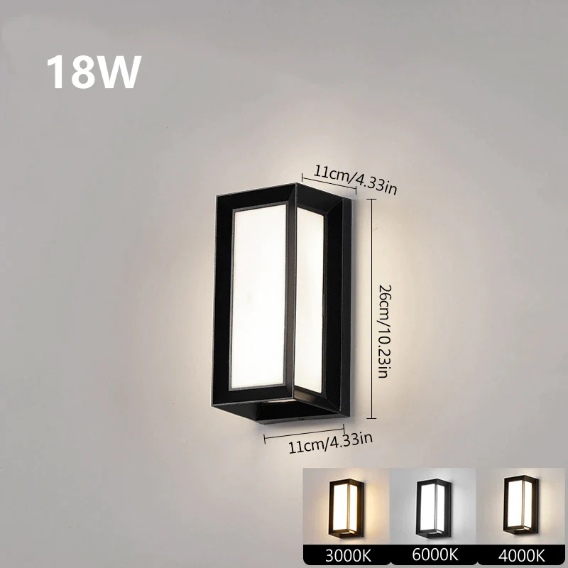 Double-Sided Frame Waterproof LED Wall Light – 18W | 3000K / 4000K / 6000K | Black Housing | Up & Down Outdoor Wall Sconce for Porch, Garden, Balcony & Indoor Decoration | Aluminum Housing | IP65 | 2-Pack - Image 4