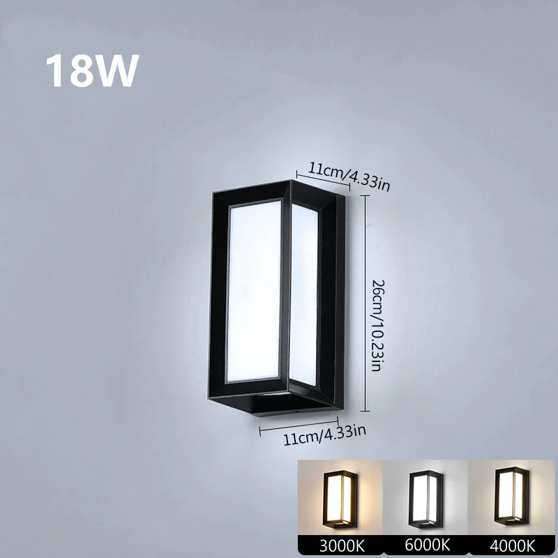 Double-Sided Frame Waterproof LED Wall Light – 18W | 3000K / 4000K / 6000K | Black Housing | Up & Down Outdoor Wall Sconce for Porch, Garden, Balcony & Indoor Decoration | Aluminum Housing | IP65 | 2-Pack - Image 5