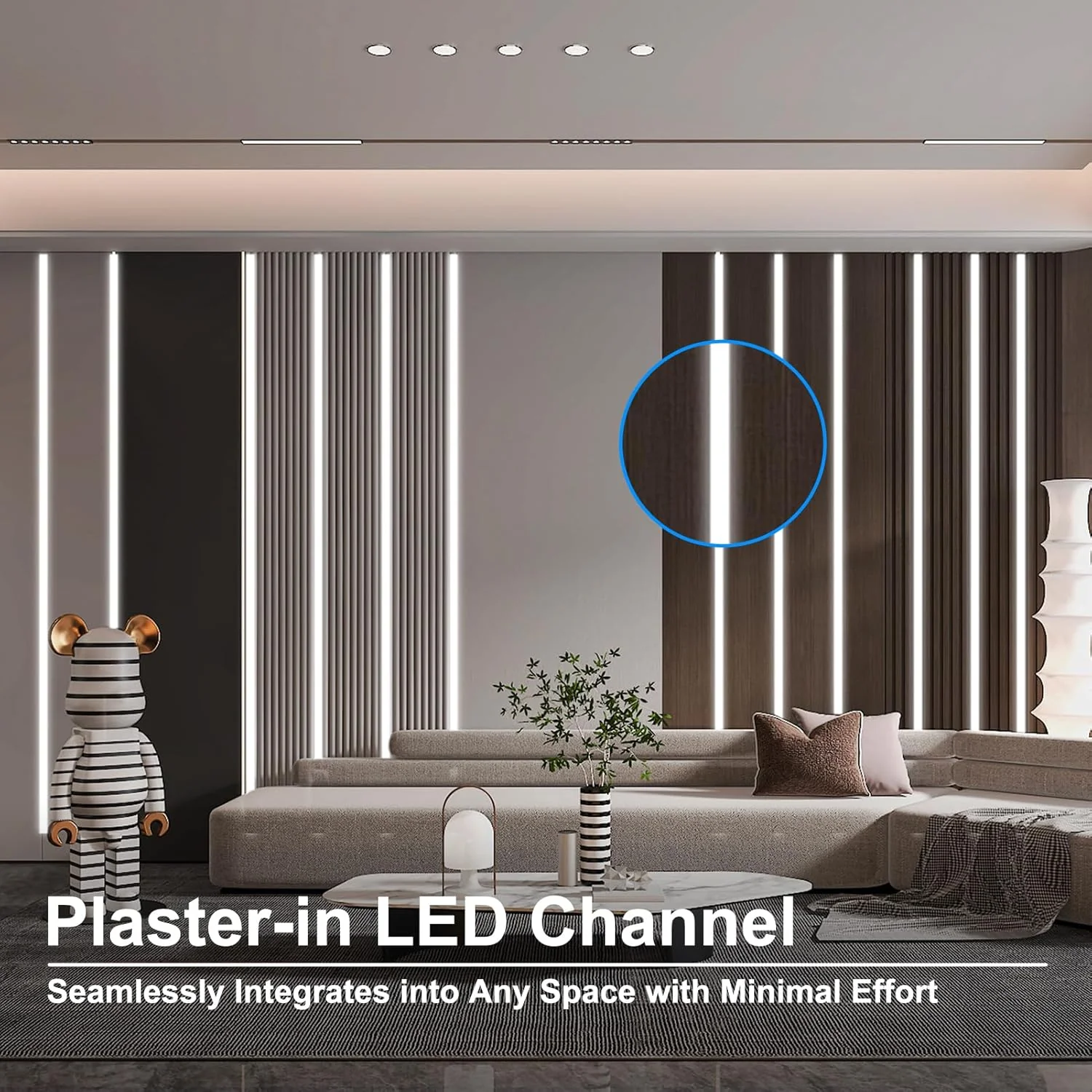 Double-Sided Plaster-in Drywall LED Aluminum Channels– Fit for 1 to 12mm LED Strip | 1Meter | Silver | Milky White Cover | 1 / 2 / 3 Meter | Silver | Milky White Cover | 50 / 100 -Pack - Image 6