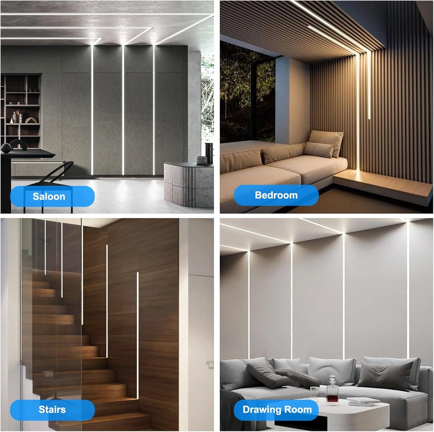 Double-Sided Plaster-in Drywall LED Aluminum Channels– Fit for 1 to 12mm LED Strip | 1Meter | Silver | Milky White Cover | 1 / 2 / 3 Meter | Silver | Milky White Cover | 50 / 100 -Pack - Image 7