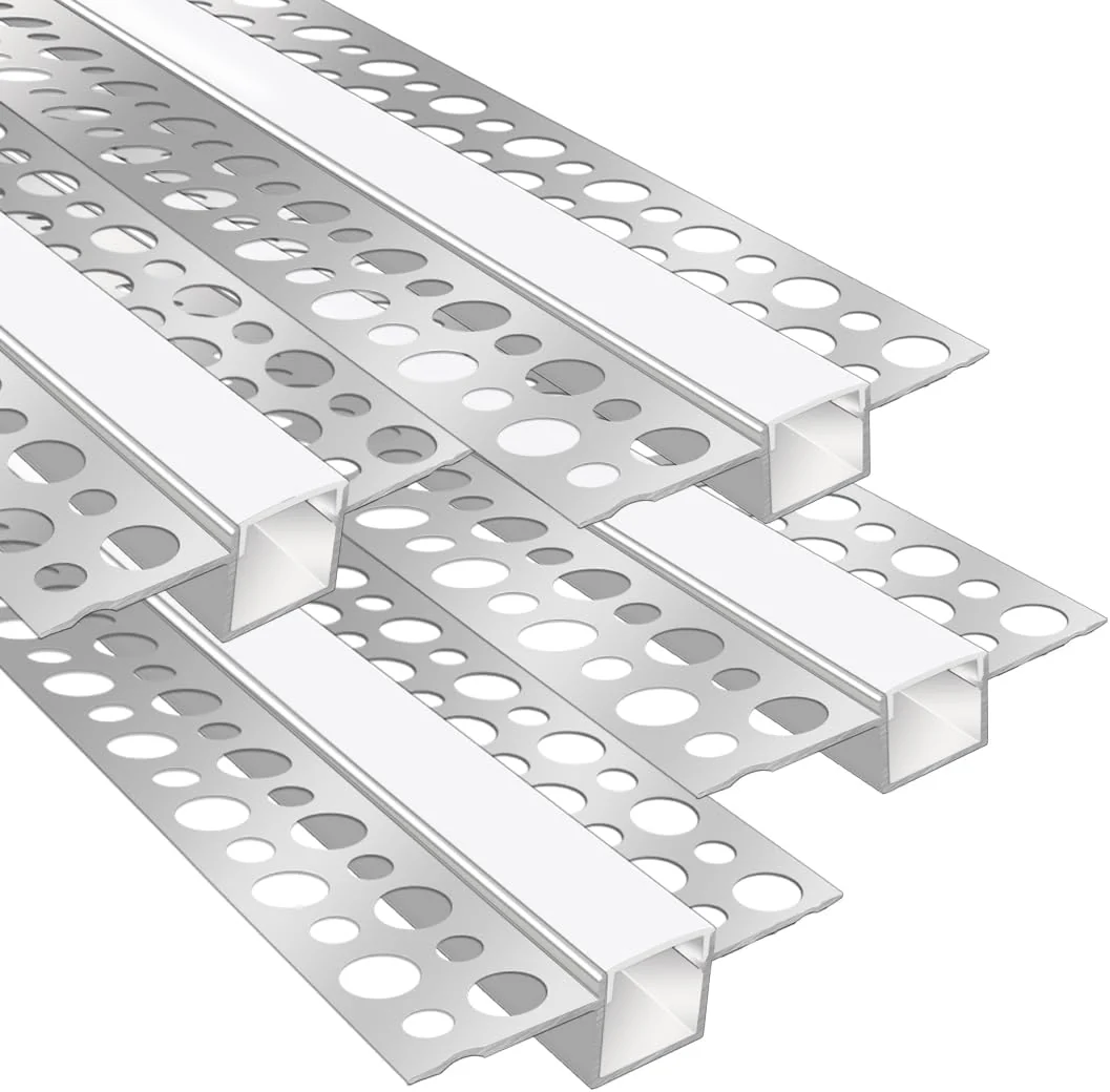 Double-Sided Plaster-in Drywall  LED Aluminum Channels– Fit for 1 to 12mm LED Strip | 1Meter | Silver | Milky White Cover | 4 / 6 / 10 -Pack | Local Stock US/UK - Image 10