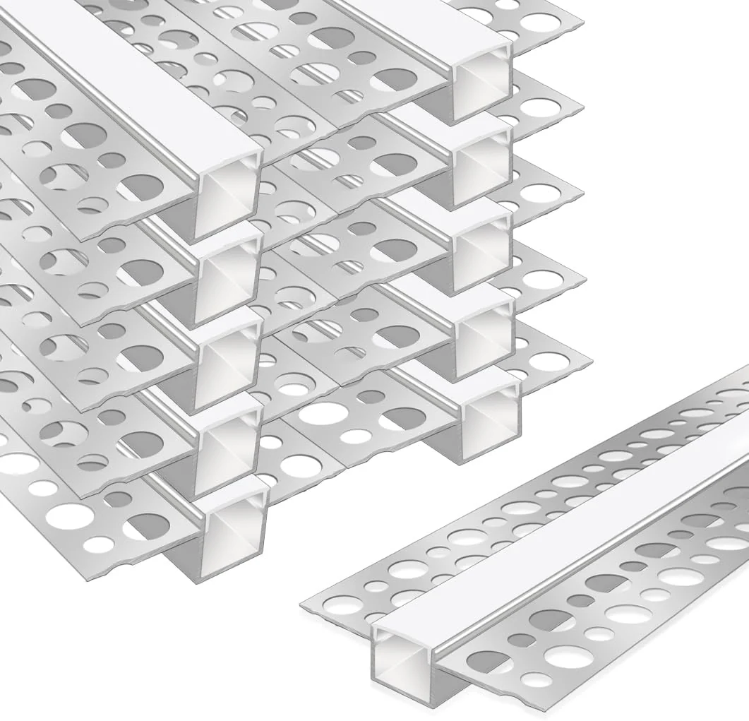 Double-Sided Plaster-in Drywall  LED Aluminum Channels– Fit for 1 to 12mm LED Strip | 1Meter | Silver | Milky White Cover | 4 / 6 / 10 -Pack | Local Stock US/UK - Image 11