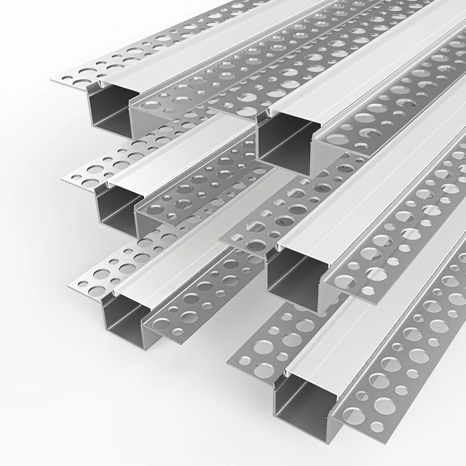 Double-Sided Plaster-in Drywall  LED Aluminum Channels– Fit for 1 to 12mm LED Strip | 1Meter | Silver | Milky White Cover | 4 / 6 / 10 -Pack | Local Stock US/UK - Image 9