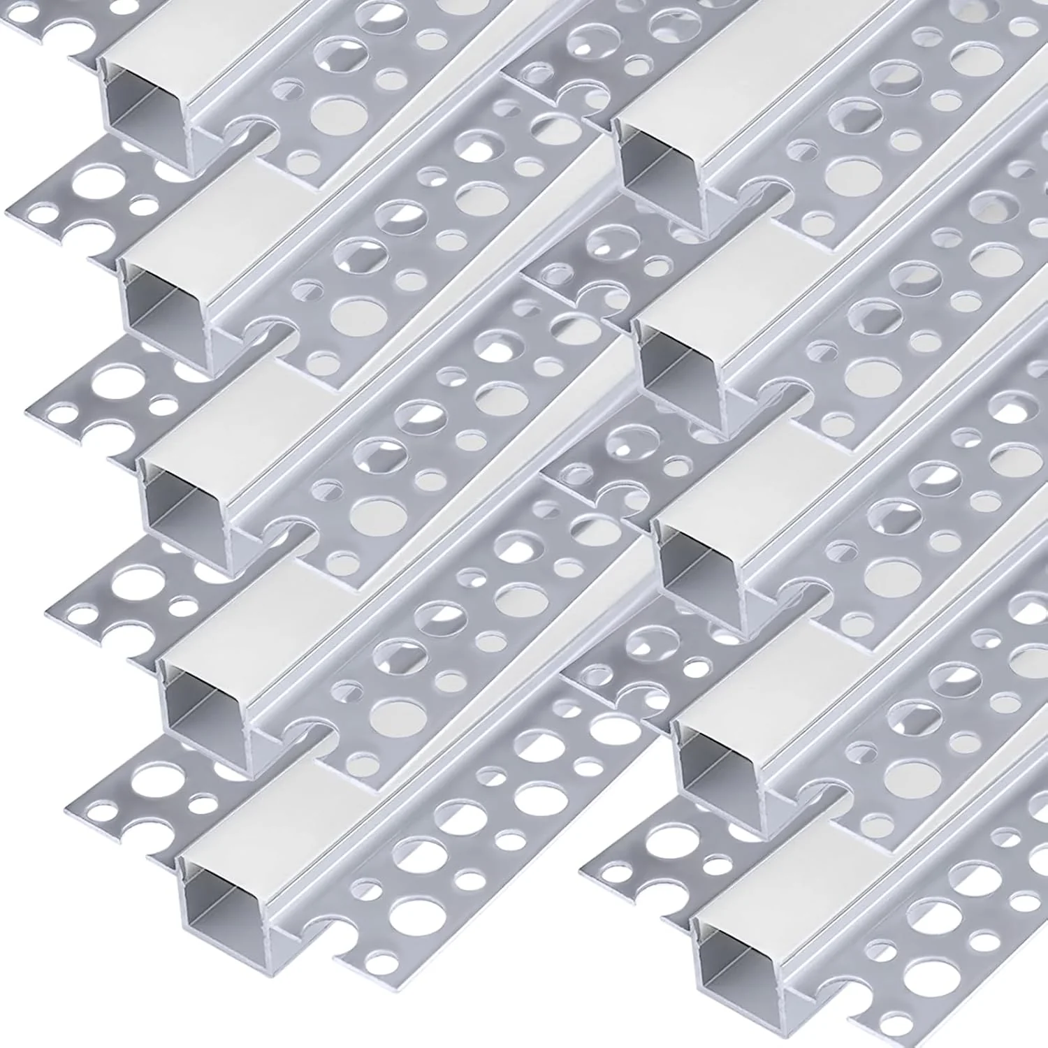 Double-Sided Plaster-in Drywall  LED Aluminum Channels– Fit for 1 to 13mm LED Strip | 1Meter | Silver | Milky White Cover | 4 / 6 / 10 -Pack | Local Stock US/UK - Image 8