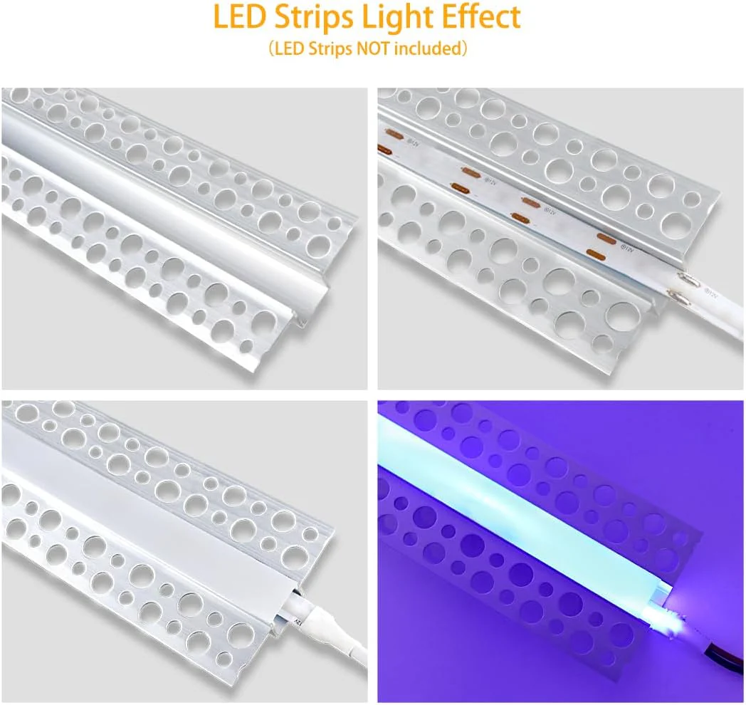 Double-Sided Plaster-in Drywall LED Aluminum Channels– Fit for 1 to 16mm LED Strip | 1Meter | Silver | Milky White Cover | 4 / 6 / 10 -Pack | Local Stock US/UK - Image 4