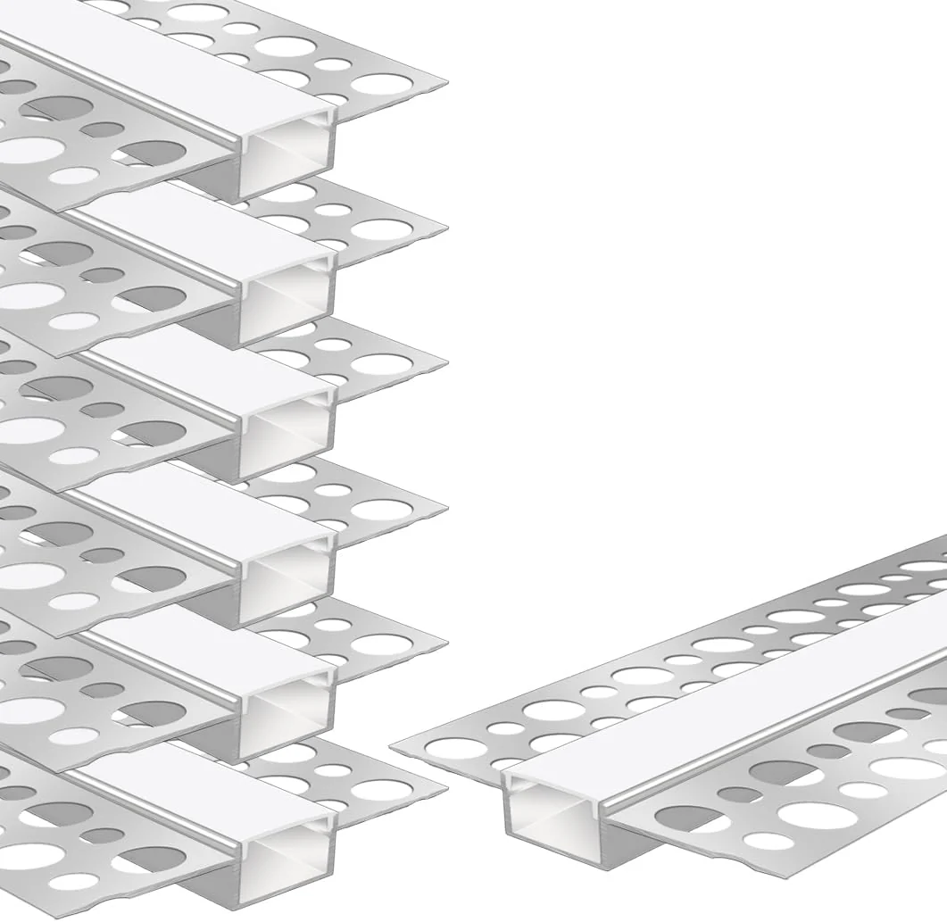 Double-Sided Plaster-in Drywall LED Aluminum Channels– Fit for 1 to 16mm LED Strip | 1Meter | Silver | Milky White Cover | 4 / 6 / 10 -Pack | Local Stock US/UK - Image 6