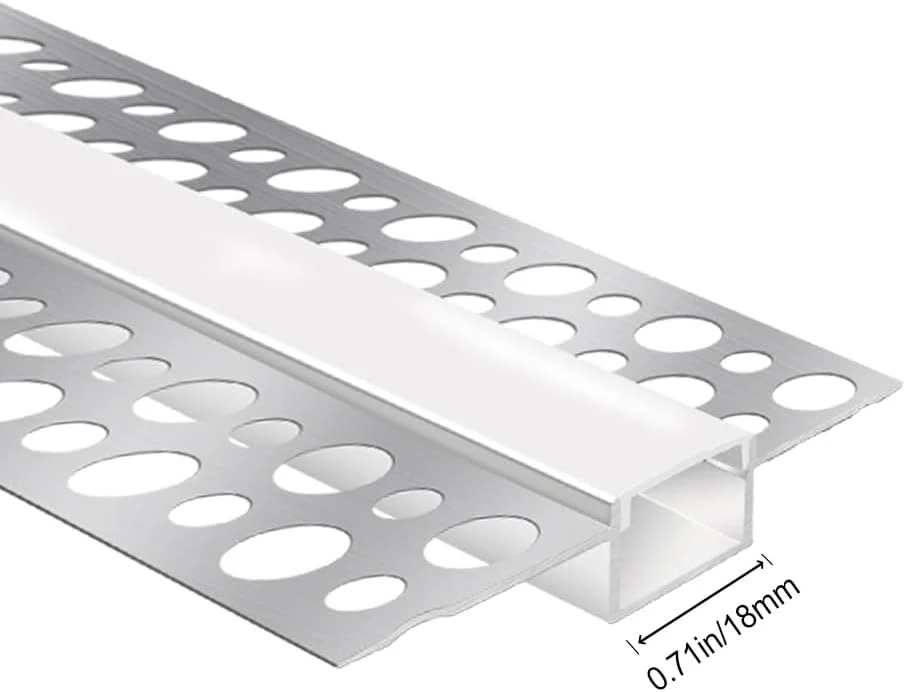 Double-Sided Plaster-in Drywall  LED Aluminum Channels– Fit for 1 to 16mm LED Strip | Milky White Cover | 1 / 2 / 3 Meter | Silver | Milky White Cover | 50 / 100 -Pack - Image 2