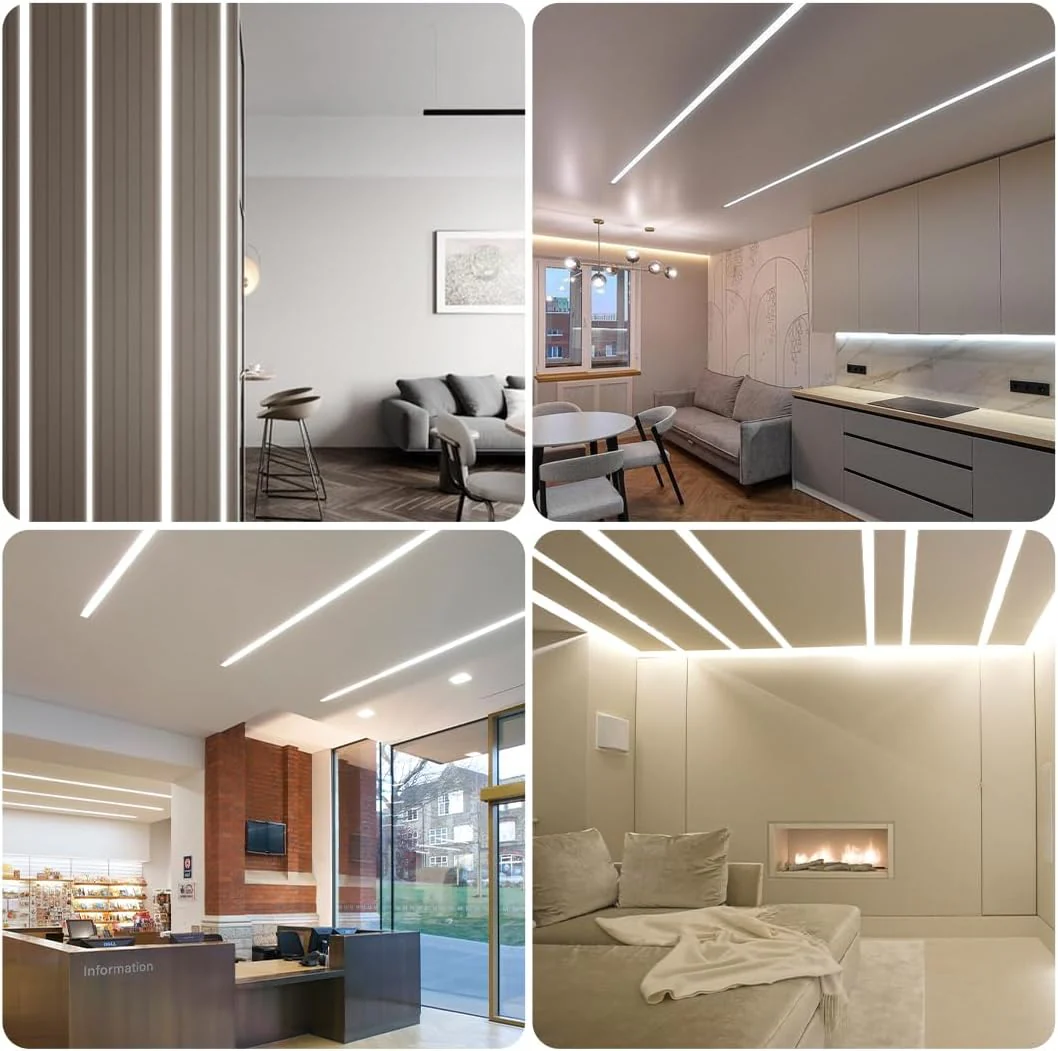 Double-Sided Plaster-in Drywall  LED Aluminum Channels– Fit for 1 to 16mm LED Strip | Milky White Cover | 1 / 2 / 3 Meter | Silver | Milky White Cover | 50 / 100 -Pack - Image 7