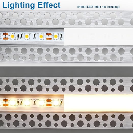 Double-Sided Plaster-in Drywall LED Aluminum Channels– Fit for 1 to 20mm LED Strip | 1Meter | Silver | Milky White Cover | 4 / 6 / 10 -Pack | Local Stock US/UK - Image 4