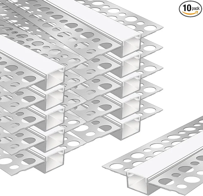 Double-Sided Plaster-in Drywall LED Aluminum Channels– Fit for 1 to 20mm LED Strip | 1Meter | Silver | Milky White Cover | 4 / 6 / 10 -Pack | Local Stock US/UK - Image 5