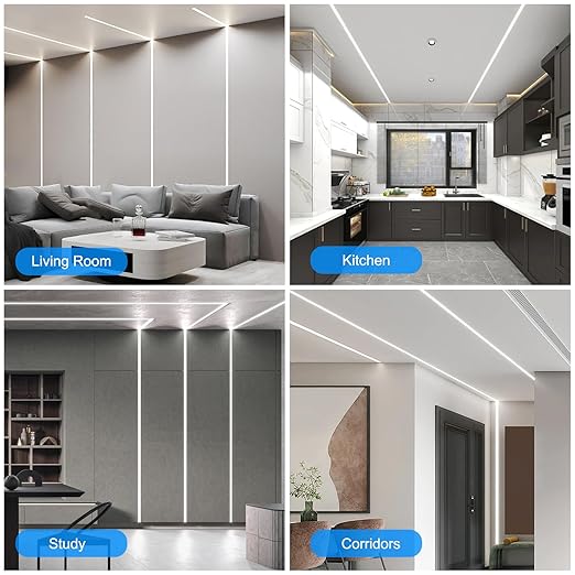 Double-Sided Plaster-in Drywall LED Aluminum Channels– Fit for 1 to 20mm LED Strip | 1Meter | Silver | Milky White Cover | 4 / 6 / 10 -Pack | Local Stock US/UK - Image 8