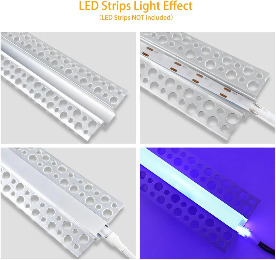 Double-Sided Plaster-in Drywall LED Aluminum Channels– Fit for 1 to 9mm LED Strip | 1Meter | Silver | Milky White Cover | 4 / 6 / 10 -Pack | Local Stock US/UK - Image 4