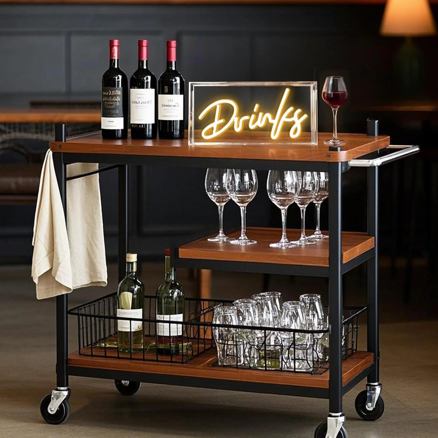 DRINKS Desk Lightbox Sign – Rectangular 12x6 inch | Warm White/ Pink | USB Powered | Tabletop Display | For Table Decor, Home Bar, Kitchen, Club, Pub, Restaurant Wall Decor & Bar Cart Accessories - Image 6