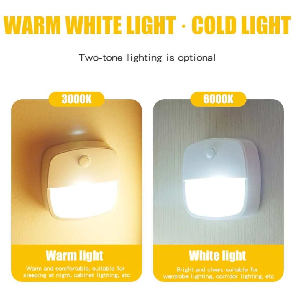 Battery Operated LED Motion Sensor Light - 2 / 3 / 4 / 5 / 6 PCS | Dual White (3000K-6500K Switchable) | Cordless Stick-On LED Night Light for Closet, Hallway, Bathroom, Kitchen, Cabinet(Battery not included) - Image 4