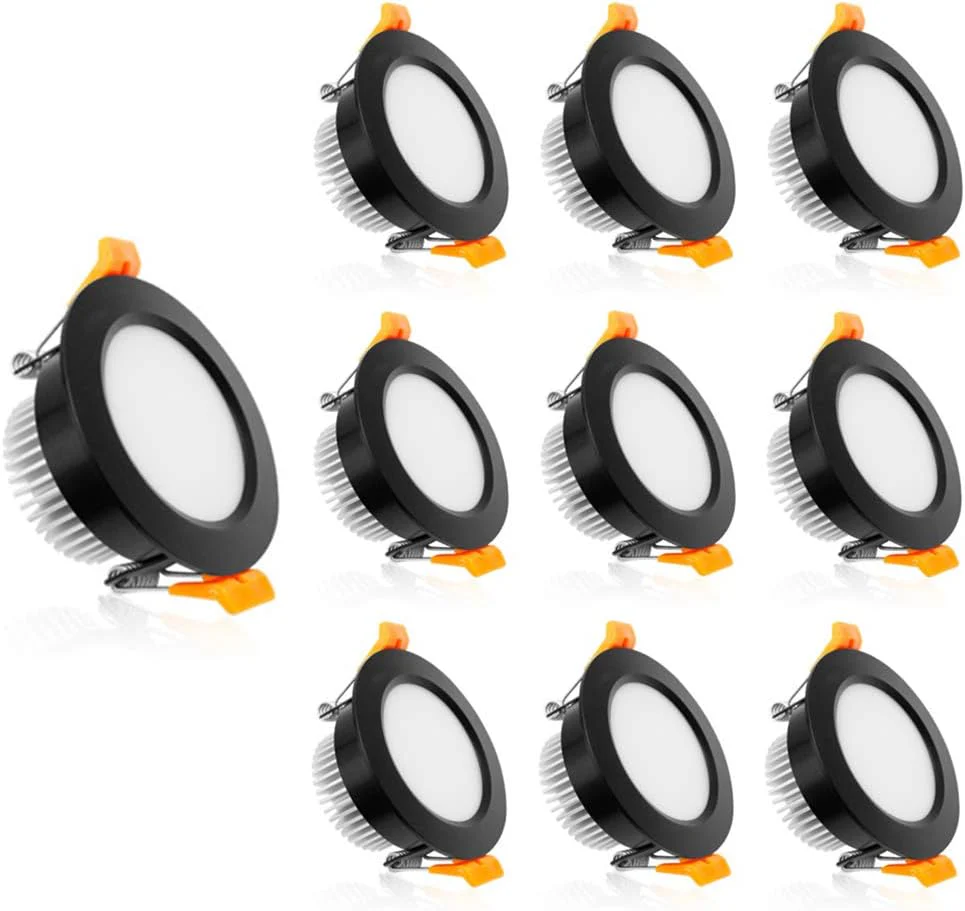 ECO-1 Series Frosted LED Downlight – Black Housing – TRIAC Dimmable – 3W/5W/7W/9W – 4-Pack/10-Pack – 2700K–6000K – 100–130V / 200–240V - Image 8