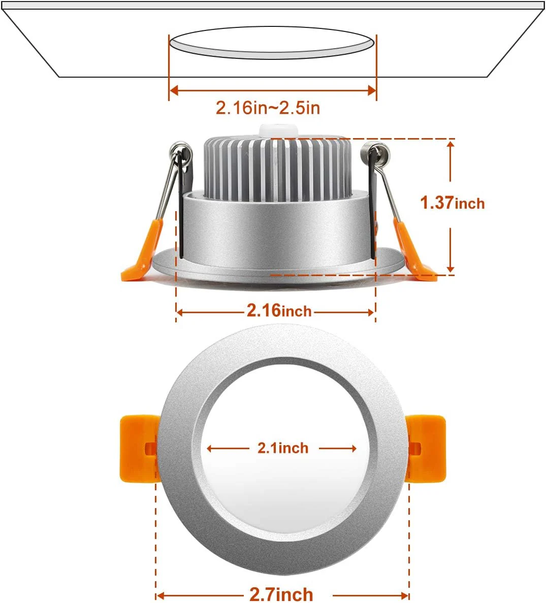 ECO-1 Series Frosted LED Downlight – Silver Housing – TRIAC Dimmable – 3W/5W/7W/9W – 4-Pack/10-Pack – 2700K–6000K – 100–130V / 200–240V - Image 3