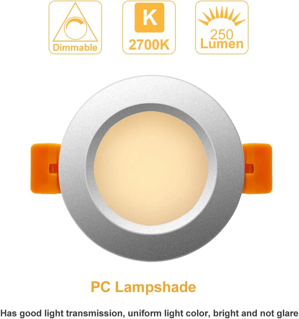 ECO-1 Series Frosted LED Downlight – Silver Housing – TRIAC Dimmable – 3W/5W/7W/9W – 4-Pack/10-Pack – 2700K–6000K – 100–130V / 200–240V - Image 4