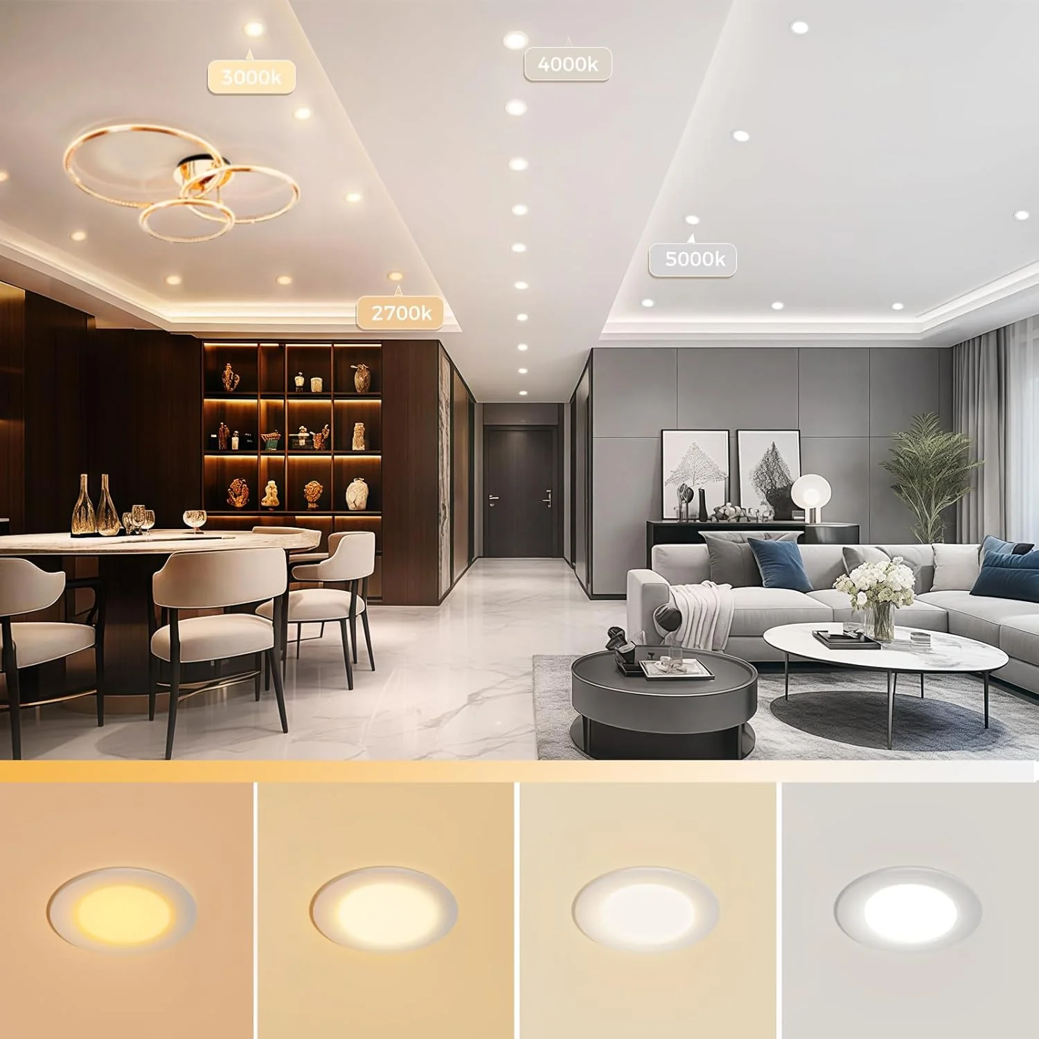 ECO-1 Series Frosted LED Downlight – White Housing – TRIAC Dimmable – 3W/5W/7W/9W – 4-Pack/10-Pack – 2700K–6000K – 100–130V / 200–240V - Image 7
