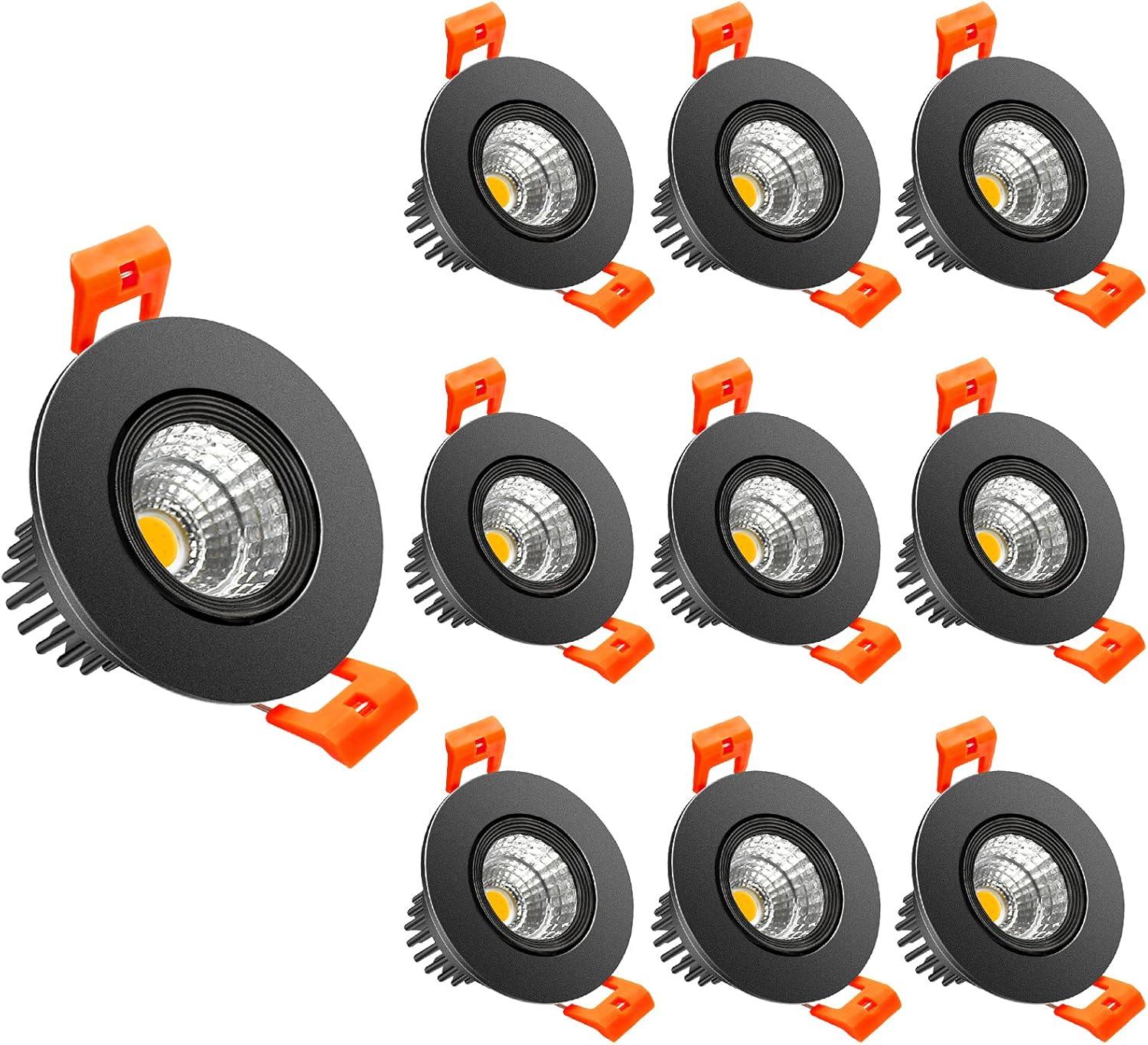 ECO-2 Series Adjustable COB LED Recessed Downlight – Black Housing – TRIAC Dimmable – 3W/5W/9W – 4-Pack/10-Pack – 3000K–6000K – 100–130V / 200–240V - Image 8