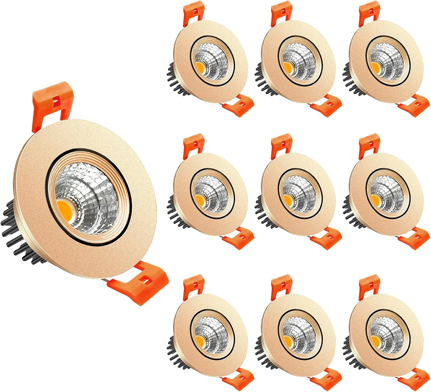 ECO-2 Series Adjustable COB LED Recessed Downlight – Gold Housing – TRIAC Dimmable – 3W/5W/9W – 4-Pack/10-Pack – 3000K–6000K – 100–130V / 200–240V - Image 8