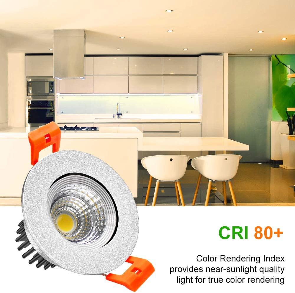 ECO-2 Series Adjustable COB LED Recessed Downlight – Silver Housing – TRIAC Dimmable – 3W/5W/9W – 4-Pack/10-Pack – 3000K–6000K – 100–130V / 200–240V - Image 6