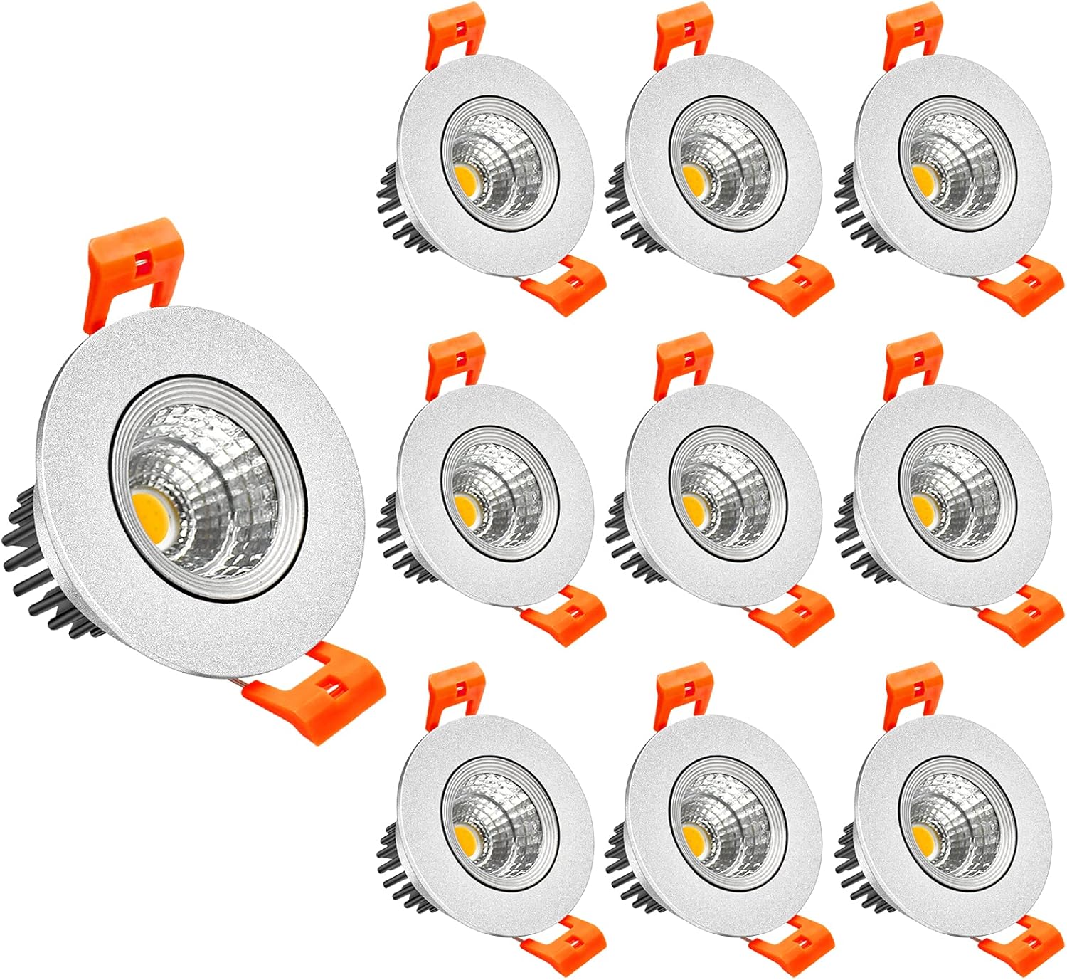 ECO-2 Series Adjustable COB LED Recessed Downlight – Silver Housing – TRIAC Dimmable – 3W/5W/9W – 4-Pack/10-Pack – 3000K–6000K – 100–130V / 200–240V - Image 8