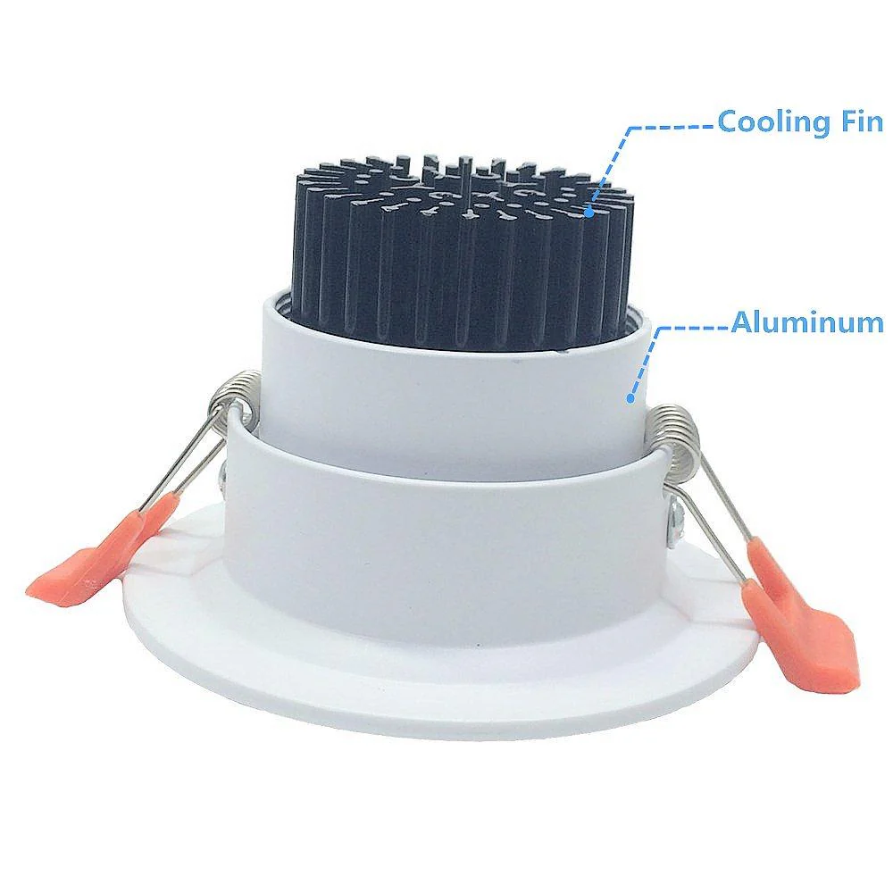 ECO-2 Series Adjustable COB LED Recessed Downlight – White Housing – TRIAC Dimmable – 3W/5W/9W – 4-Pack/10-Pack – 3000K–6000K – 100–130V / 200–240V - Image 4