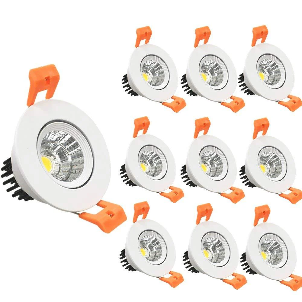 ECO-2 Series Adjustable COB LED Recessed Downlight – White Housing – TRIAC Dimmable – 3W/5W/9W – 4-Pack/10-Pack – 3000K–6000K – 100–130V / 200–240V - Image 7