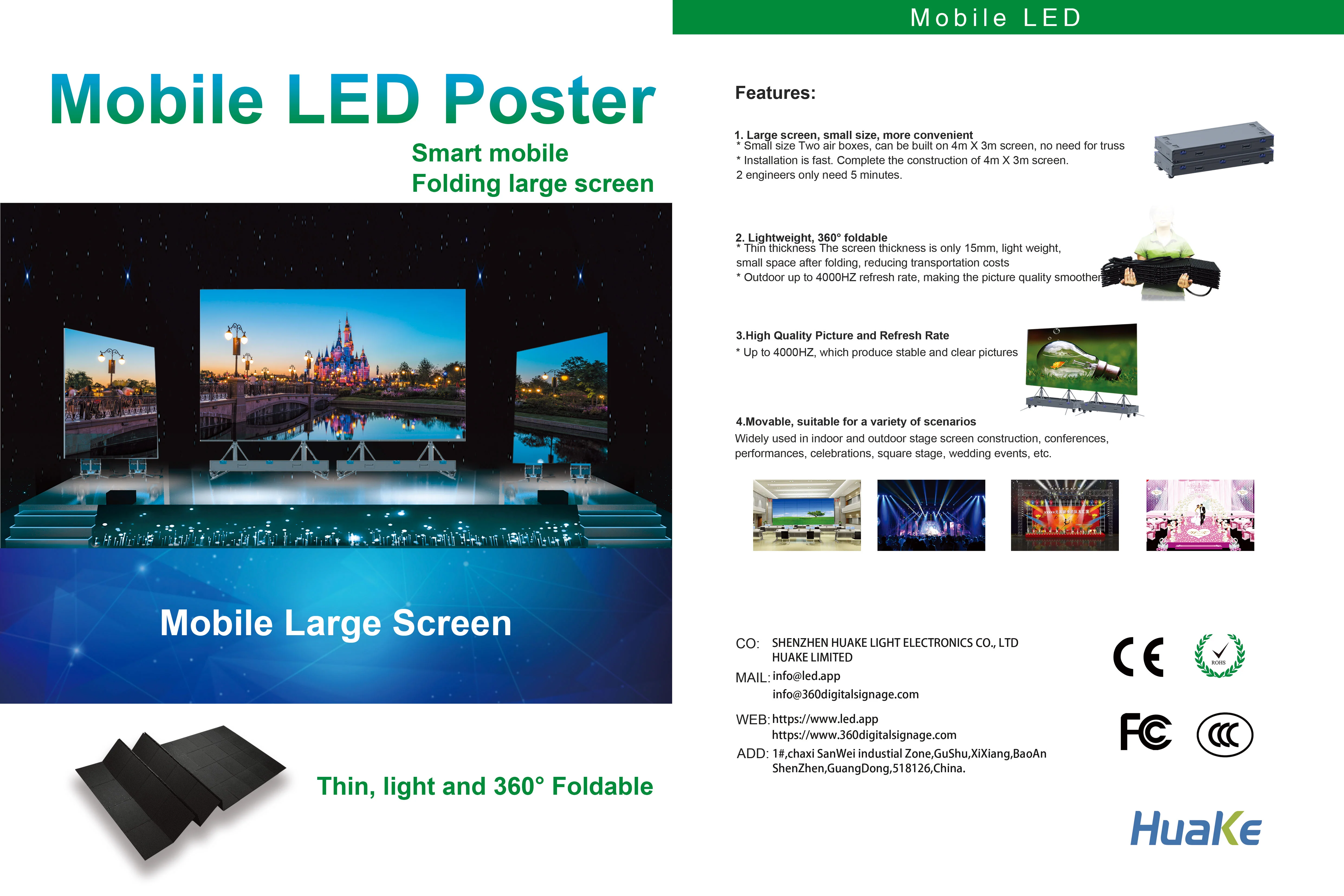 EP-M Series Foldable LED Poster | 1×2.25m All-in-One Rolling Case | P3.9mm Indoor | Remote Liftable LED Display Kit - Image 4