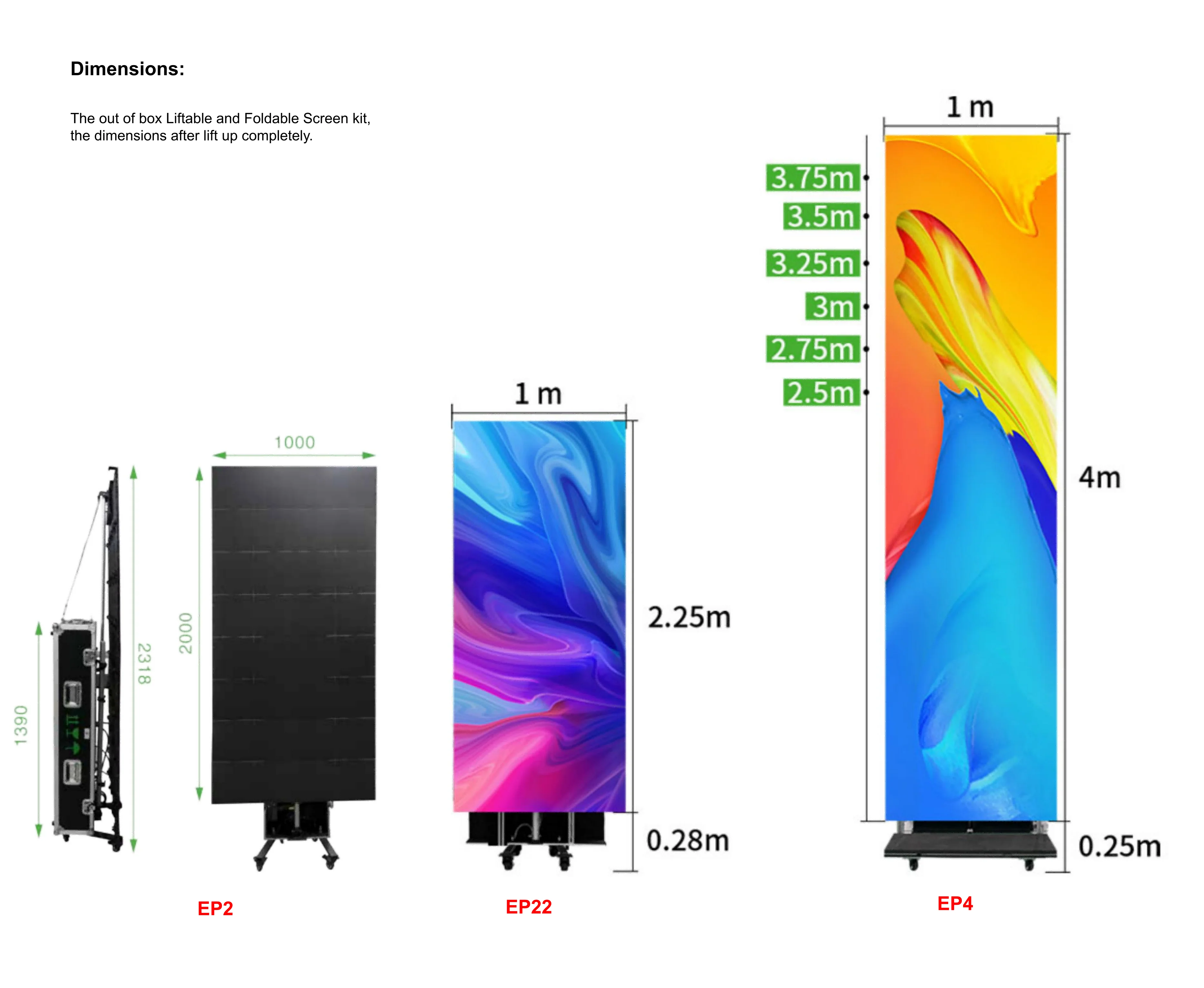 EP-M Series Foldable LED Poster | 1×2.25m All-in-One Rolling Case | P3.9mm Indoor | Remote Liftable LED Display Kit - Image 6