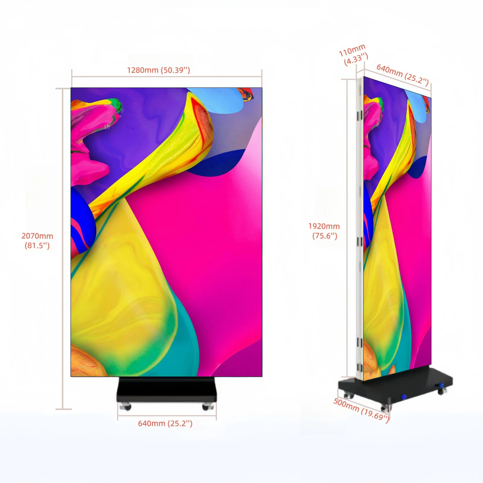 EP-TR Series Tri-Fold LED Poster Display | Foldable 1280×1920mm Panel | P2.5 / P2 / P1.86 / P1.53 / P1.25  | GOB Surface | Portable Indoor Kiosk Display - Image 4