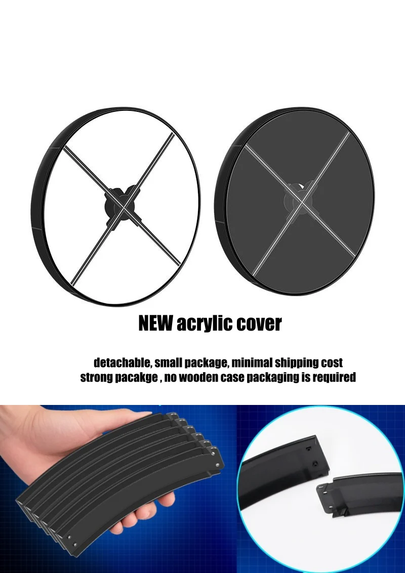 F Series 3D Hologram Fan LED Display – 52cm to 65cm (20.5”–25.6”) | High Brightness Holographic Advertising Projector | Fan Only / with Transparent Protective Cover (Protective Housing) / with Black Background Cover (Protective Housing) - Image 12