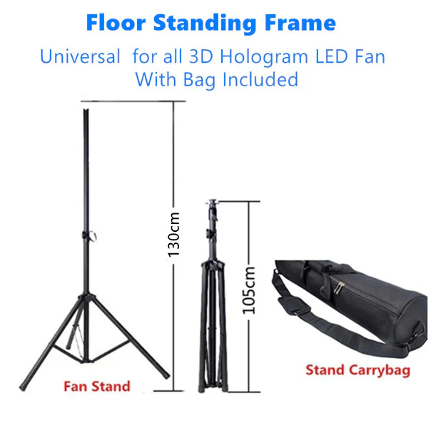 F Series Stand & Mount Options for 3D Hologram Fan | Floor Stand / Ceiling Mount (No Housing) | Compatible with F Series ≤100cm(39.4inch) | Black Finish - Image 3