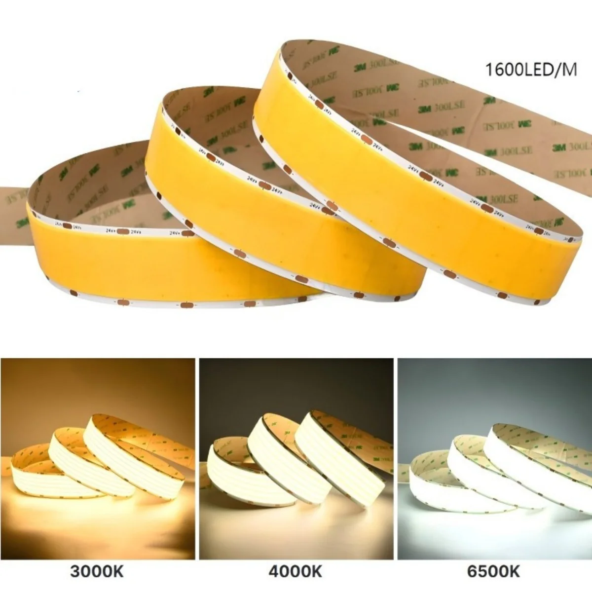 Five Row COB Flexible LED Strip Light- 24V | 1600 LEDs/M | 3000K / 4000K / 6500K | 30mm PCB | CRI 90+ | Dot-Free Continuous Lighting | Non-Waterproof | for Cabinets,Kitchen Office Lighting | 5/50M - Image 17