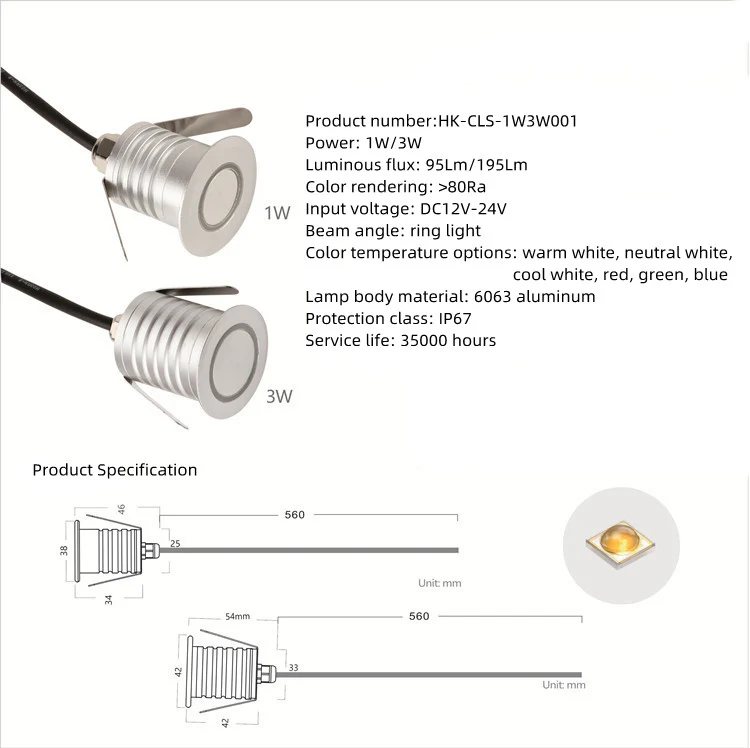 8/10-Pack Low Voltage Halo Ring LED Step Lights – 1W / 3W | 3000K / 4000K / 6000K | DC12–24V | IP67 Waterproof Recessed Wall & Stair Lights - Image 2
