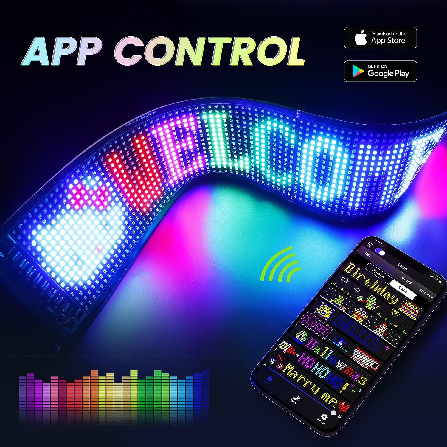 Model 1664 Flexible USB 5V Car LED Sign Bluetooth App Control Display Screen Text Pattern Animation LED sign display for Car Windows, Shop, Bar and Entrance Sign - Image 4
