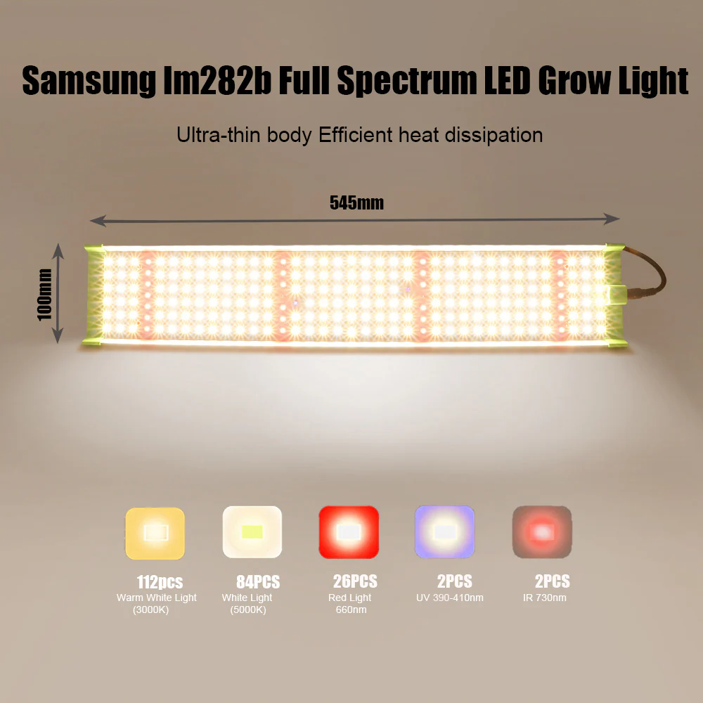 Full Spectrum Quantum Panel LED Grow Light - 45W | SMD2835 - 226 LEDs | 5000K / 3000K + 660nm Red + 730nm IR + 395nm UV | AC85–277V | Included Hanging Rope, Switch Power Supply | for Indoor Plants & Hydroponics - Image 3