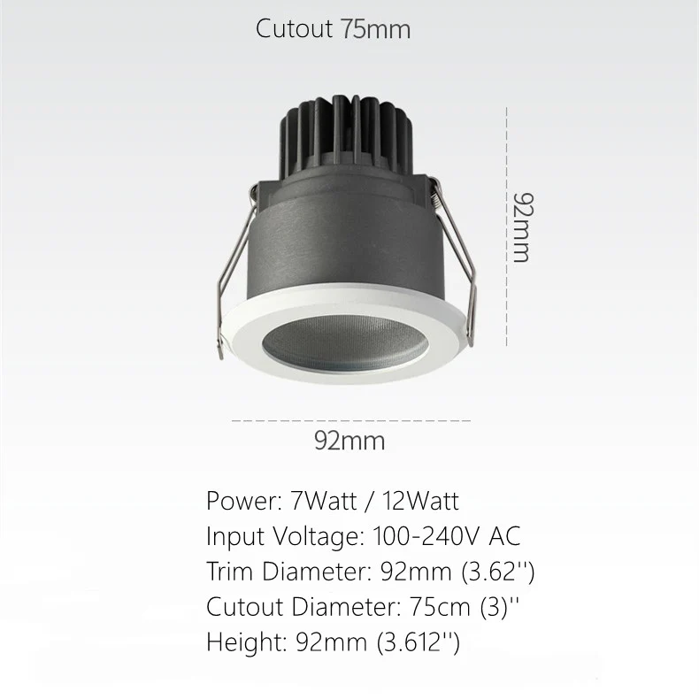 FX-1 Series Waterproof LED Downlight IP65 | 7W / 12W / 15W | CRI>80 | 100–240V | Vapor-Proof Ceiling Light for Shower, Sauna & Outdoor Use | 1 / 4 / 10-Pack | Black Housing | Non-Dimmable - Image 11