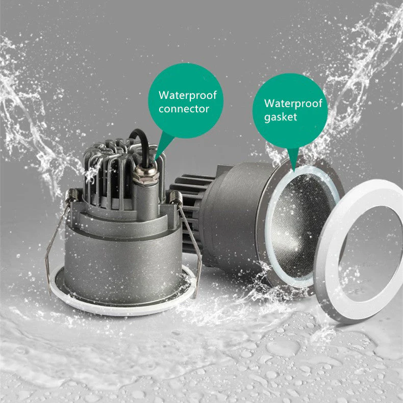 FX-1 Series Waterproof LED Downlight IP65 | 7W / 12W / 15W | CRI>80 | 100–240V | Vapor-Proof Ceiling Light for Shower, Sauna & Outdoor Use | 1 / 4 / 10-Pack | White Housing | Non-Dimmable - Image 5