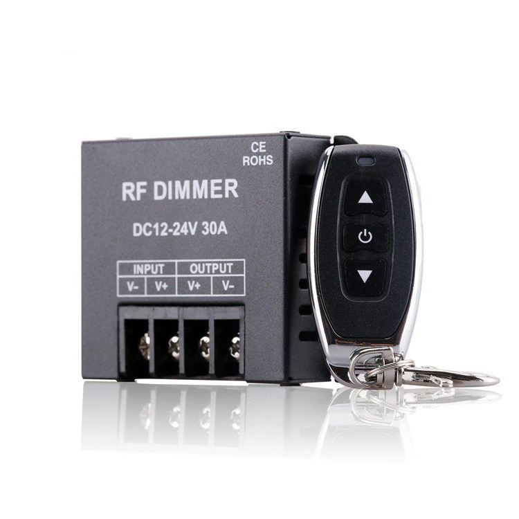 Single Color LED Strip Controller – DC12V-24V 30A | High Power RF Remote LED Dimmer Controller | For 5050/3528 LED Strips